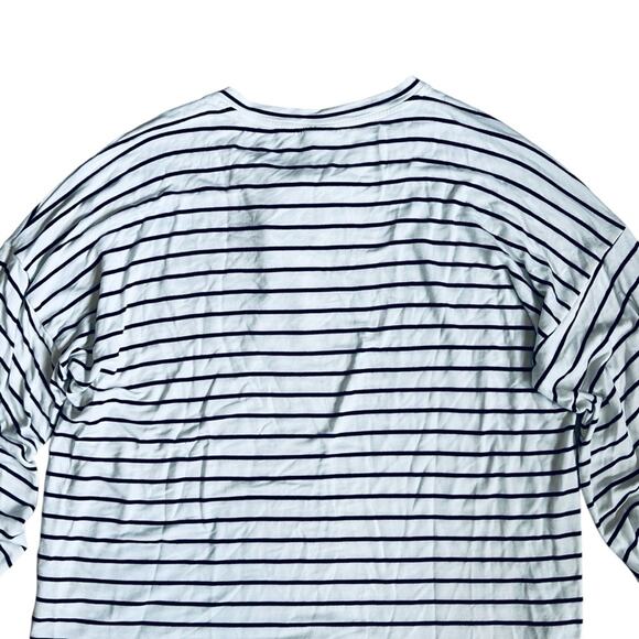 Cabi Women’s Sz M Navy White Stripe Tie Neck Top Knit Stretch Relax Game Day - Picture 10 of 13